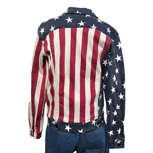 Lip Service Cult Womens Flag Patriotic Denim Independence Day Trucker Jacket XS - Picture 12 of 13